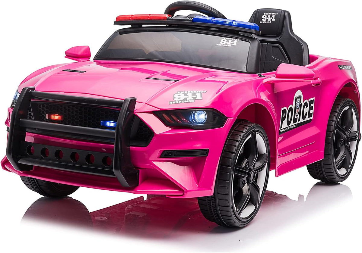 12V Battery Powered Ride on Car Police Car with Parent Remote Control (Rose Red) Q56767