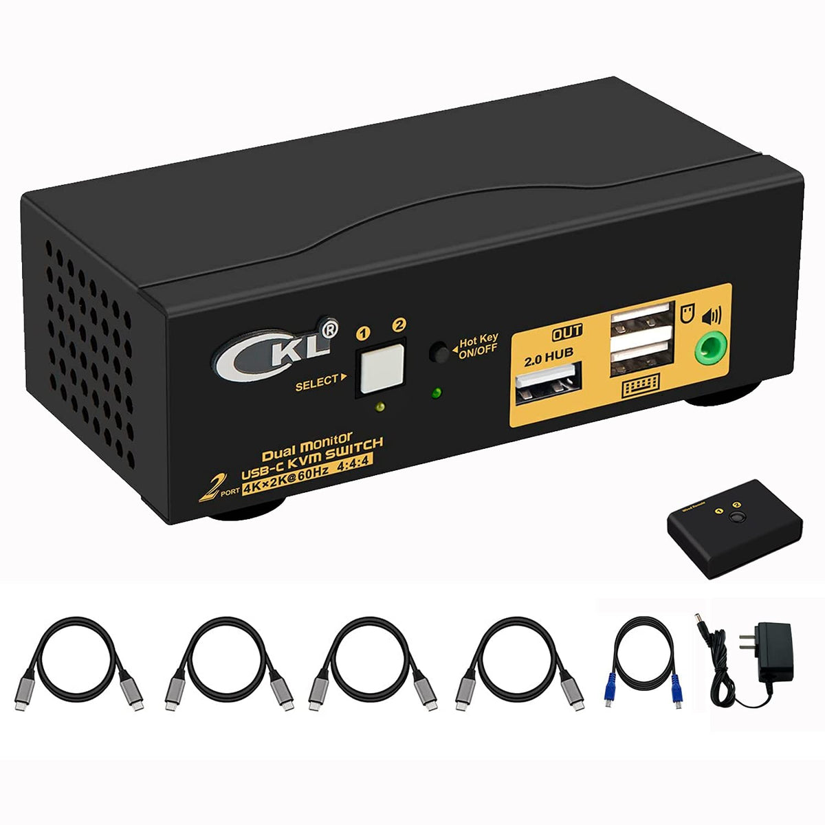 2 Port KVM Switch Dual Monitor HDMI 4K 60Hz with Cables Z5667